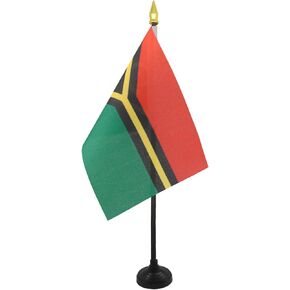 Vanuatu Table Flag 4'' x 6'' - Vanuatu Desk Flag 15 x 10 cm - golden spear top - AZ FLAG