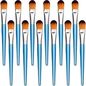 Mop Brush for Acrylic Painting - 12 Pack 1 Inch Large Oval Blending Paint Brushes with Wooden Handle for Acrylic, Gouache, Watercolor, Easy to Clean