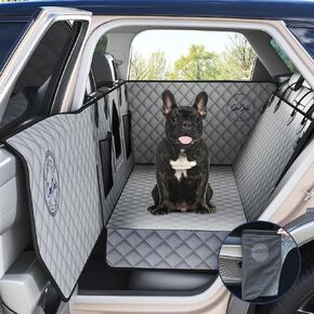 Dog Car Back Seat Cover for Trucks with Fold-Up Seats, Durable Crew Cab Truck Floor Cover with Door Protection, Anti-Slip Dog Hammock for Full-Size Trucks, Waterproof Truck Pet Backseat Cover for Dogs