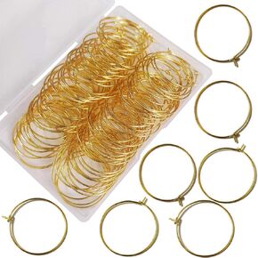 TTSAM 25mm Gold Plated Wine Glass Charm Rings Earring Hoops, for Jewelry Making Craft Art DIY Your Wine Glass Marker Supplies Wedding Birthday Party Festival Favor(Pack of 100)