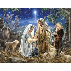 Springbok - Let Us Adore Him - 500 Piece Jigsaw Puzzle Illustration of The Nativity Scene