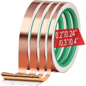 4Pcs Copper Foil Tape for Stained Glass Supplies 1/4 Inch x 22Yards Copper Tape Conductive Adhesive Copper Sheilding Tape for Guitars, EMI Shielding, Jewelry Making, Soldering Tape in Saudi Arabia