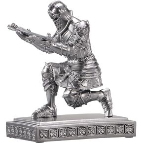 Knight Pen Holder for Desk Knight Statue Decoration Office Desk Decor for Men Inspirational Teacher Desk Decor, Blue