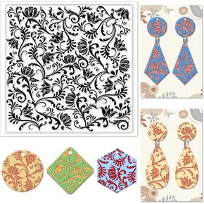 CHGCRAFT Polymer Clay Texture Sheets Flower Vine Man Silicone Texture Stamp Clay Texture Mat Flower Modeling Pattern Pad Texture Sheets for Polymer Clay Jewelry and Clay Earrings Tools