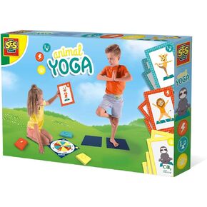 SES Creative: Animal Yoga - Kids Indoor/Outdoor Game, 27 Animal Themed Yoga Cards & 2 Mats, Family Fitness & Sport Activity, Active Play, Kids Ages 3+