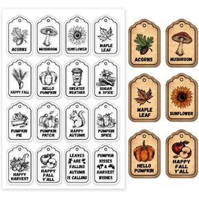 GLOBLELAND Autumn Tags Clear Stamps Pumpkin Squirrel Mushroom Labels Silicone Clear Stamp Seals Flower Maple Leaf Acorns Transparent Stamps for DIY Scrapbooking Cards Making Photo Album Journal