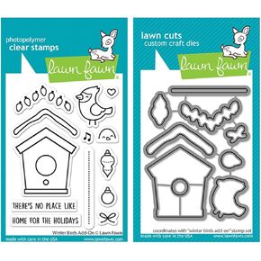 Lawn Fawn - Winter Birds Add-on - Stamps, Dies and Pocket