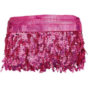 10 Yards Sequins Fringe Trim 6 Inch Deep Pink Sequin Tassels Sewing Trim Sequin Chainette Tassel Fringe Trim for DIY Craft Latin Dress Shawls Dance Dresses Clothing Embellishment