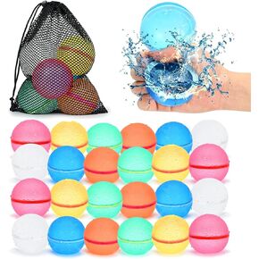 98K Reusable Water Balloons 6Pcs with Mesh Bag, Self Sealing Silicone Ball Latex-Free, No Clean Hassle, Easy to Fill, Summer Toys Water Toy Swimming Pool Beach Park Yard Outdoor Games Party Supplies