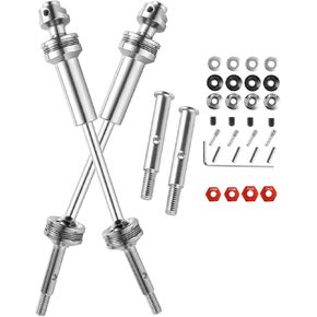 Upgrades Part Rear Drive Shaft CVD & Front Axles for 1/10 Slash VXL 2WD,Stampede VXL 2WD,Rustler VXL 2WD,Hoss VXL 2WD, Stainless Steel #45 Drive Shaft with Red Hex,Silver