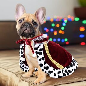 Dog Costumes for Small Medium Dogs Fur Velvet Cat Cape Pet Cloak Halloween Christmas Prince Princess Cosplay Clothes (Red, Small Medium)