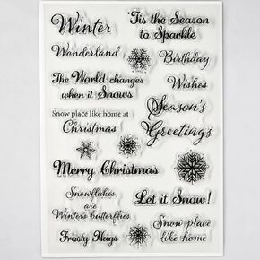 Words Merry Christmas Winter Wishes Let it Snow Clear Stamps for Card Making Decoration and DIY Scrapbooking 4092609