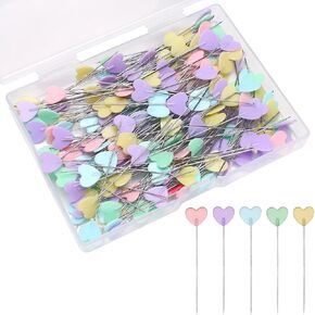 Elisel 200 pcs Multicolor Straight Pins Straight Quilting Pins Craft Positioning Pins Fixed Sewing Marker Needle for Crafting Dressmaker and Other Crafts Making (Love Hearts)