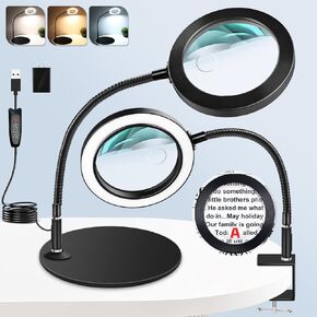NZQXJXZ 30X 10X Magnifying Glass with Light and Stand 2 in 1 Magnifying Lamp with Large Base and Clamp, 72 LEDs, 3 Color Modes and10 Stepless Dimmable, Desk Magnifier for Hobbies, Reading, Jewelry