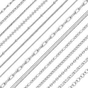 112 Feet Stainless Steel Chain for Jewelry Making, 14 Style Necklace Jewelry Chains for DIY Necklace Bracelet Craft Jewelry Making Supplies with Stainless Steel Jump Rings Lobster Clasp Connectors