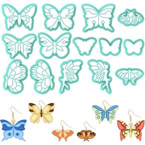 ORIGACH 14 Pcs Butterfly Clay Cutters, Butterfly Fairy Polymer Clay Cutters Set for Earring Making Spring Clay Cutters for Jewelry Making