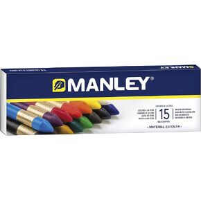 Manley 136124 - Box of 15 crayons, assorted colors