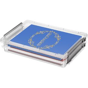 Plastic File Storage Box, 2-Tier Portable Project Case, Document Storage Organizer for A4 File Paper, Certificate, Document, Photo (Transparent)