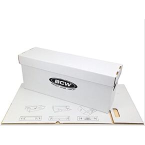 BCW Long Comic Storage Box | White Corrugated Paper Comic Long Box | 200 lb. Test Strength | Stackable Organizer for 250-300 Current/Silver Comics | Ideal Collectible Comic Storage (10 Pack)