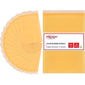 Pacific Mailer Bubble Mailer #0 Kraft Bubble Mailers Strong Adhesion Padded Envelopes Packaging for Small Business [7.25x9 (Usable Size 6.5"x9"), Self Seal, Pack of 50]