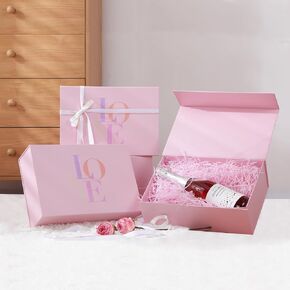 ELONG HOME Black Gift Box, 13"x 9"x 4" Large Gift Box with Ribbon and Magnetic Lid, DIY Paint/Writing Magnetic Gift Box for Small Business, Parties Apparel, Halloween and Christmas