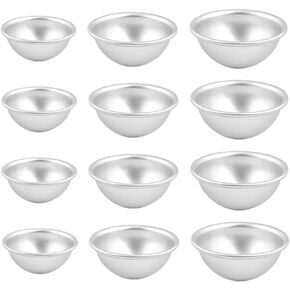 12 Pcs 3 Sizes Bath Bomb Mold Kit Bath Bomb Crafting Mold Metal Semicircular Soap Mold for DIY Crafting Making Supplies