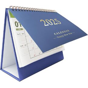 2025 Small Desk Calendar, Standing Flip Desk Calendar from JAN 2025 to DEC 2025, Twin-Wire Binding Monthly Desktop Calendar for Home Office School 7.48" x 6.3" (Black)