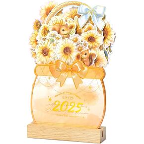 2025 Creative Desk Calendar Unique Flower Basket Shape Standing Monthly Calendar 8.5" x 6" - Sunflower