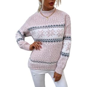 Women's Sweaters Casual Long Sleeve Crewneck Color Block Patchwork Pullover Knit Sweater Tops