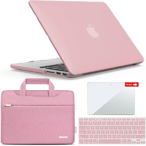 IBENZER Compatible with MacBook Pro 13 Inch Case 2015 2014 2013 end 2012 A1502 A1425, Hard Shell Case with Bag & Keyboard Cover & Screen Film for Old Version Mac Pro Retina 13, Rose Quartz, R13-RQ+3SP