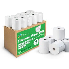 (48 Rolls) thermal paper rolls 2.25 x 50 ft - credit card paper rolls thermal 2 1/4 x 50ft long - Verifone, Ingenico or Dejavoo terminals receipt paper rolls - thermal credit card paper