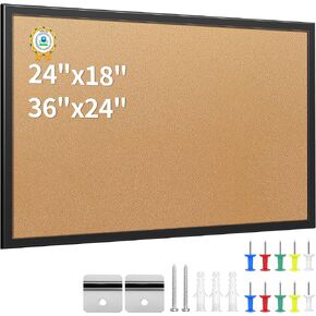 ORIENGEAR Cork Board, Cork Boards for Walls, 24x36 Bulletin Board, Hanging Cork Board for Office,24x36 Cork Board Framed with Pins, Corkboard for Walls, Decorative Cork Board in Office, School & Home