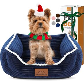 Rectangle Cat Dog Bed for Large Medium Small Pets Indoor Outdoor Machine Washable Sleeping Sofa Non-Slip Bottom Soft Puppy Bed Durable Orthopedic Calming Pet Cuddler (Medium, Coffee)