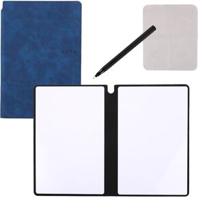 Portable A5 Dry Erase Notebook, 9.4x6.5 Inch Reusable Dry Erase Notebook Erasable Notebook Whiteboard Notebook for Business Home Office (Deep Blue)