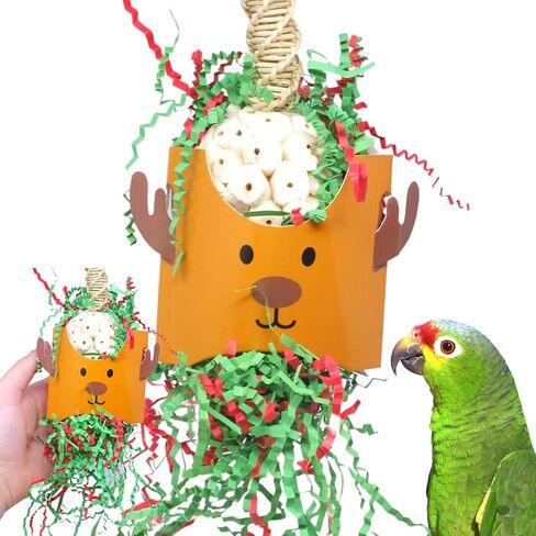 Bonka Bird Toys Christmas Xmas Santa Claus Reindeer Snowman Small Medium Chew Forage Shred Festive Holiday Season Cockatiel Parakeet Conure and Similar (2429 Christmas Reindeer) in Saudi Arabia
