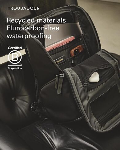 Troubadour Pioneer Backpack 3.0 - Premium Everyday Bag with Padded Laptop Section, Ventilated Shoe Compartment & Sustainable Waterproof Material - All-Day LIghtweight Comfort Design - Black in Kuwait