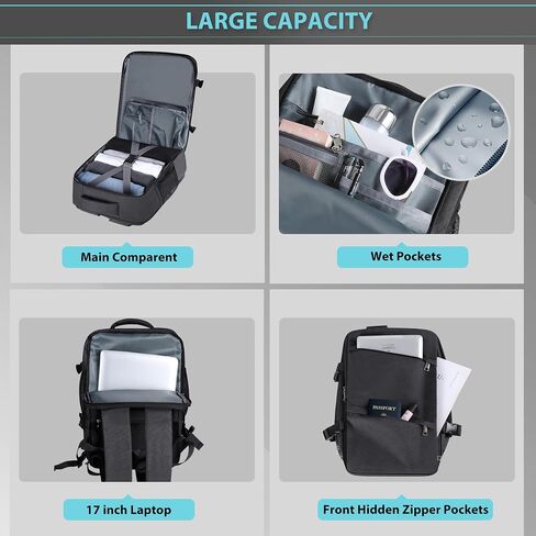 Carry On Backpack Large Travel Backpack fits 15.6in Laptop Flight Approved Carry On Bag for Men Women Luggage Daypack in Saudi Arabia