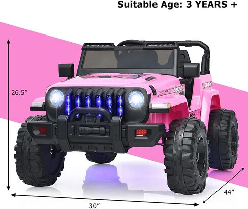 INFANS Ride on Car Truck with 2.4G Remote Control, 12V Battery Powered Electric Cars for Kids w/3 Speeds, Battery Display, LED Lights, Safety Belt, Music & Horn, Bluetooth/FM/USB (Pink) in Kuwait