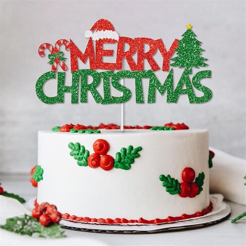Merry Christmas Cake Topper Decorations 2024 Merry Xmas Party Favor Decor in Saudi Arabia