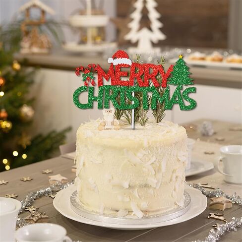 Merry Christmas Cake Topper Decorations 2024 Merry Xmas Party Favor Decor in Saudi Arabia