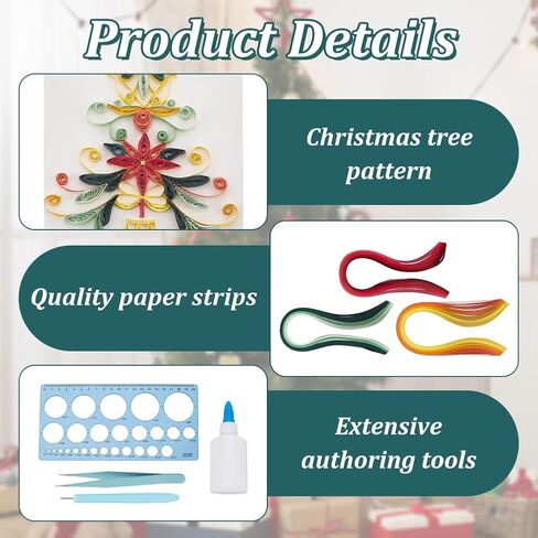 WEBEEDY 20 Sets DIY Christmas Tree Quilling Kit Handmade Christmas Tree Quilling Card with Instruction DIY Happy Christmas Congratulation Cards for Friends Families and Colleagues in Saudi Arabia