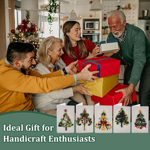 WEBEEDY 20 Sets DIY Christmas Tree Quilling Kit Handmade Christmas Tree Quilling Card with Instruction DIY Happy Christmas Congratulation Cards for Friends Families and Colleagues in Saudi Arabia