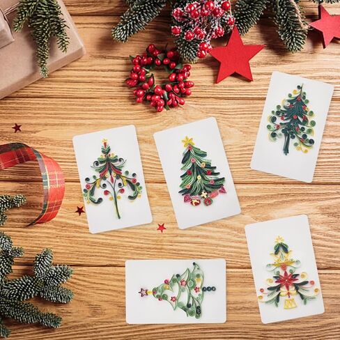 WEBEEDY 20 Sets DIY Christmas Tree Quilling Kit Handmade Christmas Tree Quilling Card with Instruction DIY Happy Christmas Congratulation Cards for Friends Families and Colleagues in Saudi Arabia