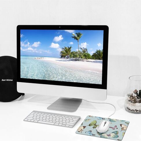 Mouse Pad, Square Mousepad, Personalized Premium-Textured, Non-Slip Rubber Base Mouse Mat, Waterproof Gaming Mouse Pad for Wireless Mouse, Computers, Laptop, Office, Home (Colorful Butterfly) in Kuwait