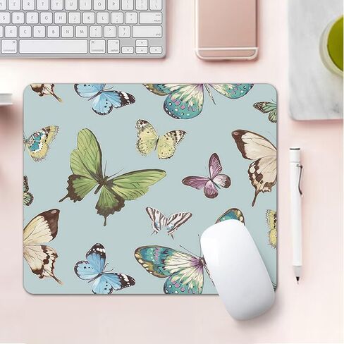Mouse Pad, Square Mousepad, Personalized Premium-Textured, Non-Slip Rubber Base Mouse Mat, Waterproof Gaming Mouse Pad for Wireless Mouse, Computers, Laptop, Office, Home (Colorful Butterfly) in Kuwait