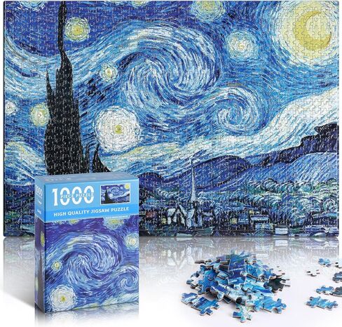 Starry Night Puzzle 1000 Pieces Van Gogh Mini Puzzle for Adults Artwork Jigsaw Puzzle Family Game (Starry Night) in Saudi Arabia