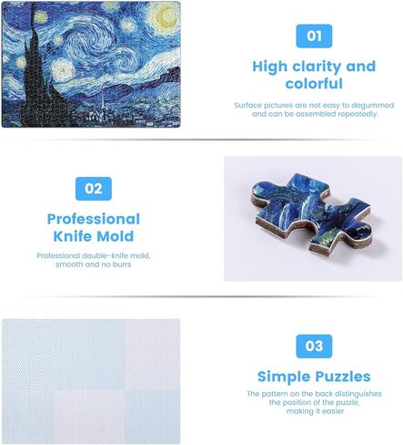 Starry Night Puzzle 1000 Pieces Van Gogh Mini Puzzle for Adults Artwork Jigsaw Puzzle Family Game (Starry Night) in Saudi Arabia