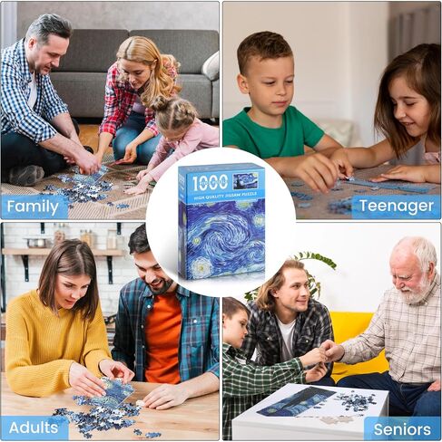 Starry Night Puzzle 1000 Pieces Van Gogh Mini Puzzle for Adults Artwork Jigsaw Puzzle Family Game (Starry Night) in Saudi Arabia