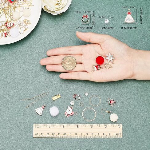 SUNNYCLUE 1 Box 10 Sets Christmas Earring Making Kit Gold Drop Dangle Earrings Christams Charm Enamel Snowflake Christmas Charms Glass Beads for Jewelry Making Kits Adult Women DIY Crafts Supplies in Saudi Arabia