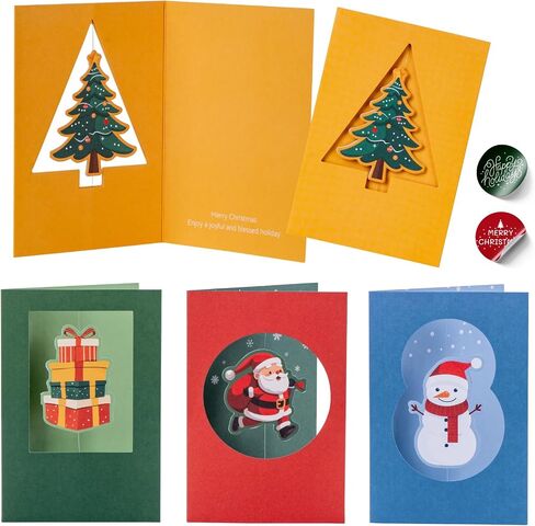 Paper Play Merry Christmas Cards Boxed with Envelopes 4x6 Inches Bulk Pack, Set of 20 Cards - Watercolor Designs on Heavy Duty Cardstock - Bulk Christmas Cards with Envelopes & Matching Stickers in Kuwait
